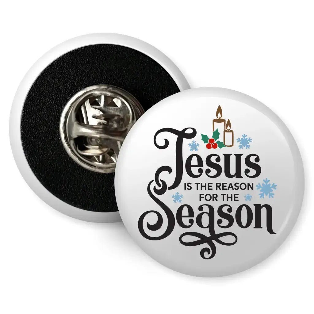 Jesus Is The Reason For The Season Christmas Butterfly Clutch Badge 1in 25mm - EMU Works