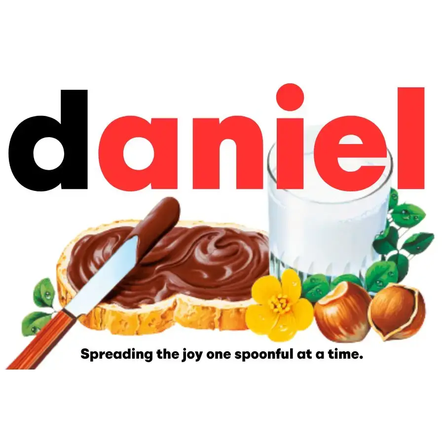 Premade Nutella Name Daniel - Jar Sticker - Name Novelty Gift - Fits Jar 300gr - EMU Works