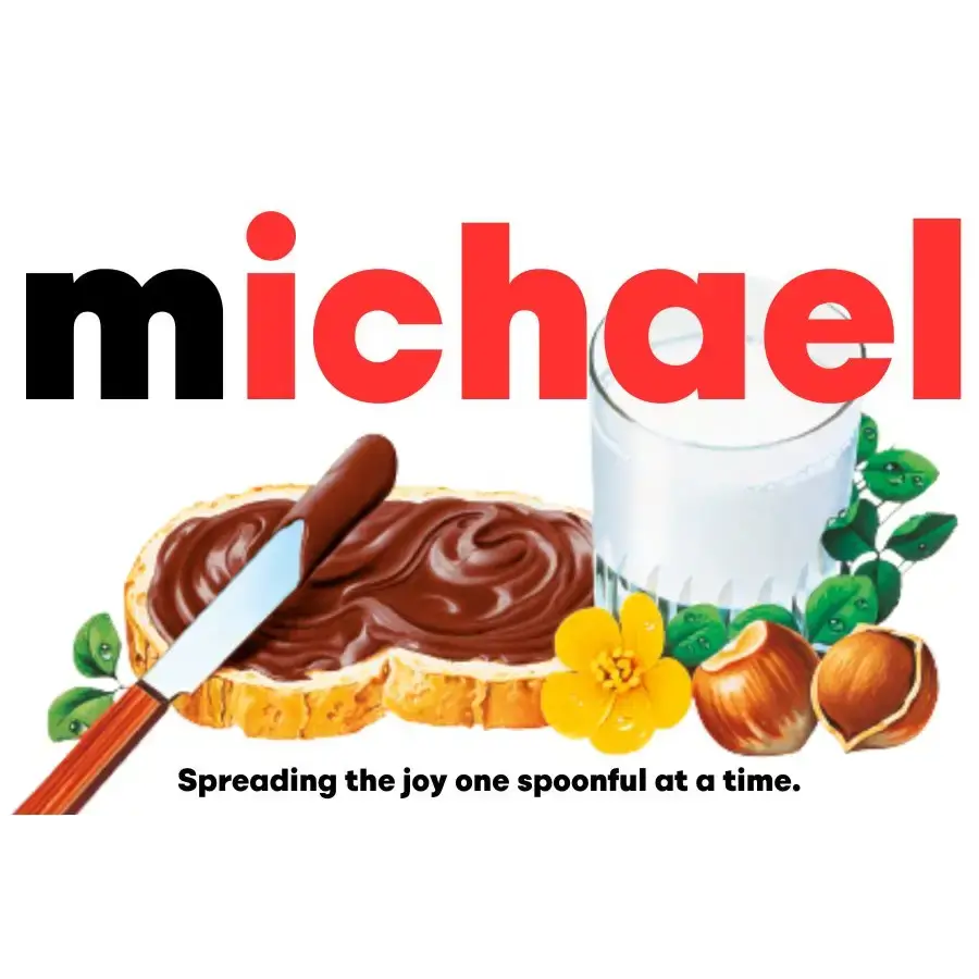 Premade Nutella Name Michael - Jar Sticker - Name Novelty Gift - Fits Jar 300gr - EMU Works
