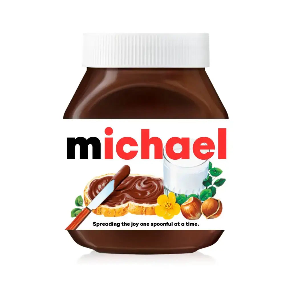 Premade Nutella Name Michael - Jar Sticker - Name Novelty Gift - Fits Jar 300gr - EMU Works