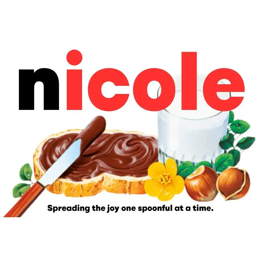 Premade Nutella Name Nicole - Jar Sticker - Name Novelty Gift - Fits Jar 300gr - EMU Works