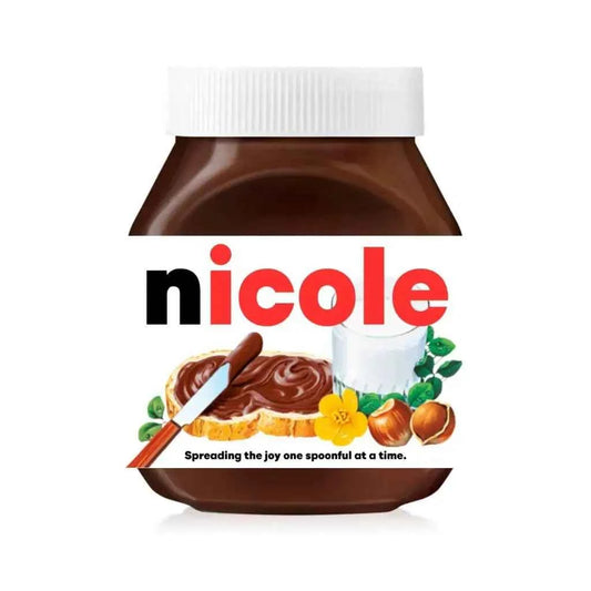 Premade Nutella Name Nicole - Jar Sticker - Name Novelty Gift - Fits Jar 300gr