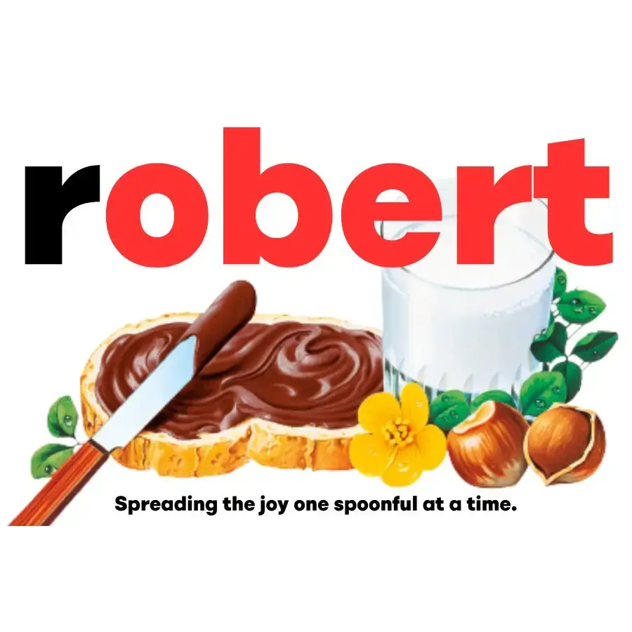 Premade Nutella Name Robert - Jar Sticker - Name Novelty Gift - Fits Jar 300gr - EMU Works