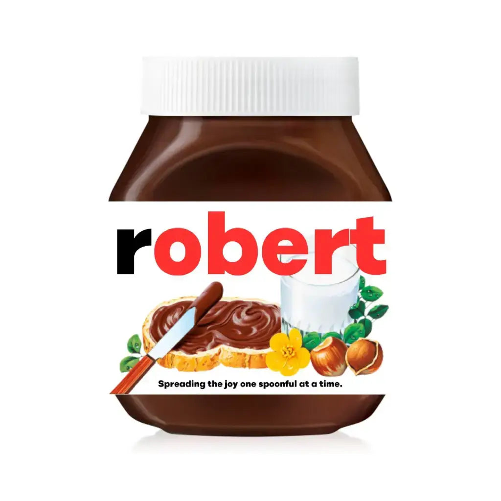 Premade Nutella Name Robert - Jar Sticker - Name Novelty Gift - Fits Jar 300gr - EMU Works