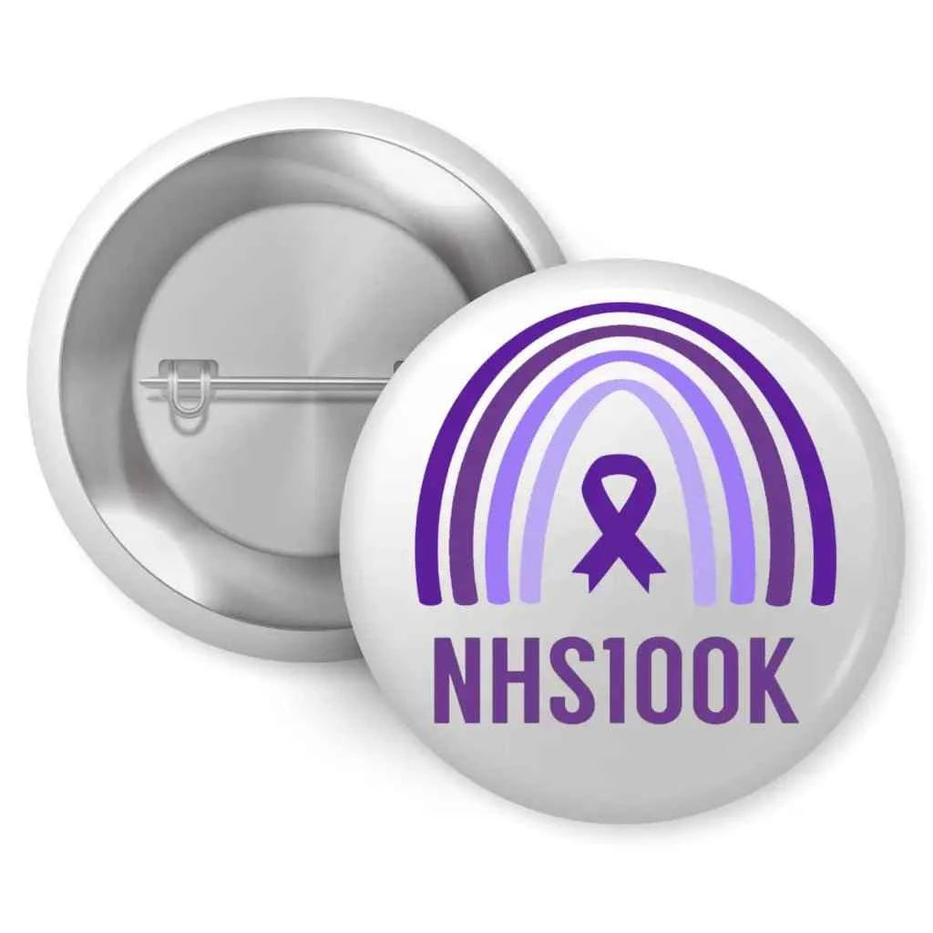 NHS Support Badge 1 Inch 25mm Purple Rainbow Ribbon Pin Button for Awareness Campaigns