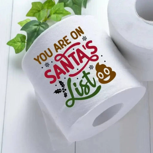 Novelty Christmas Toilet Paper - You Are On Santa's List, 2 - Ply Festive Roll in Red Organza Bag - EMU Works