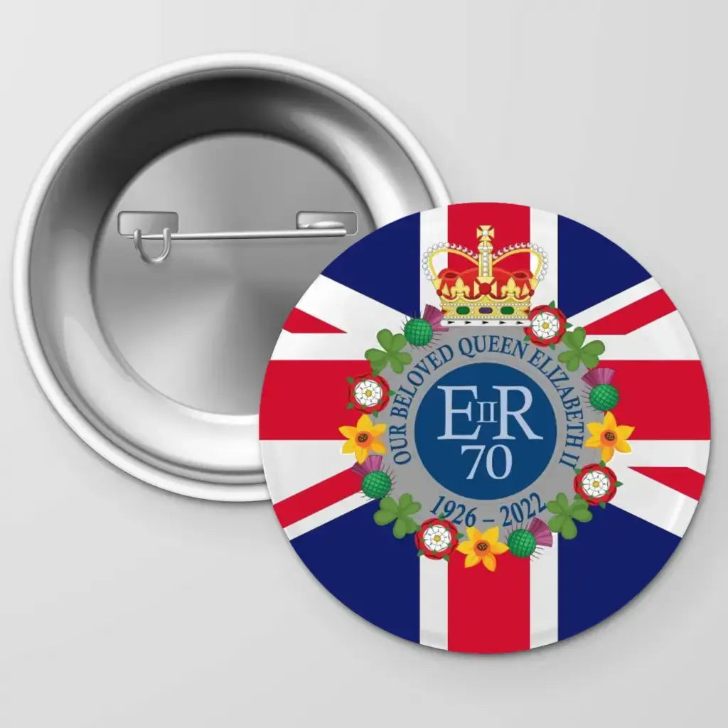 Our Beloved Queen Elizabeth II 1926-2022 Remembrance Pin Button Badge 2.32in 59mm - EMU Works