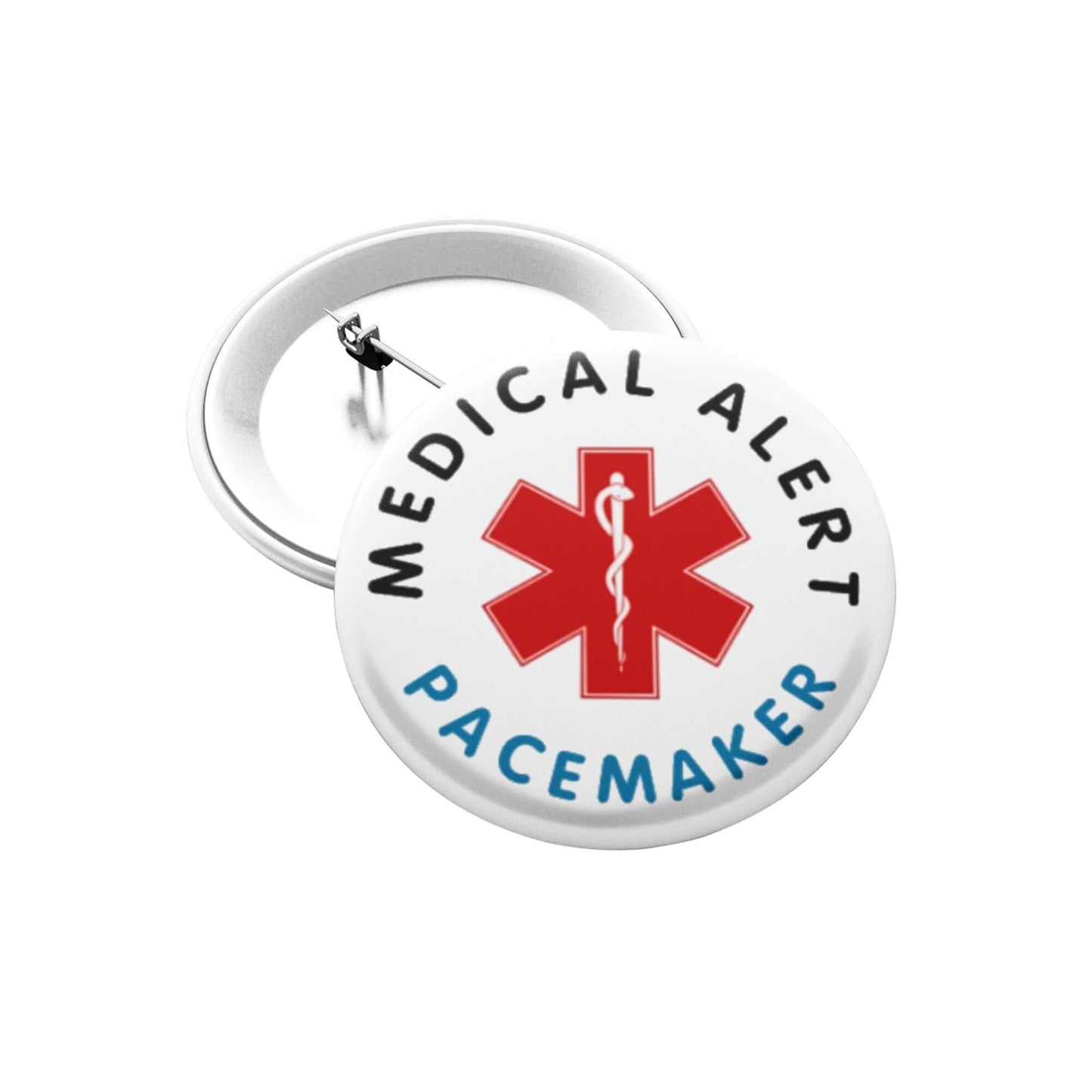 Front view of the Pacemaker Alert Pin, designed for medical alert awareness.