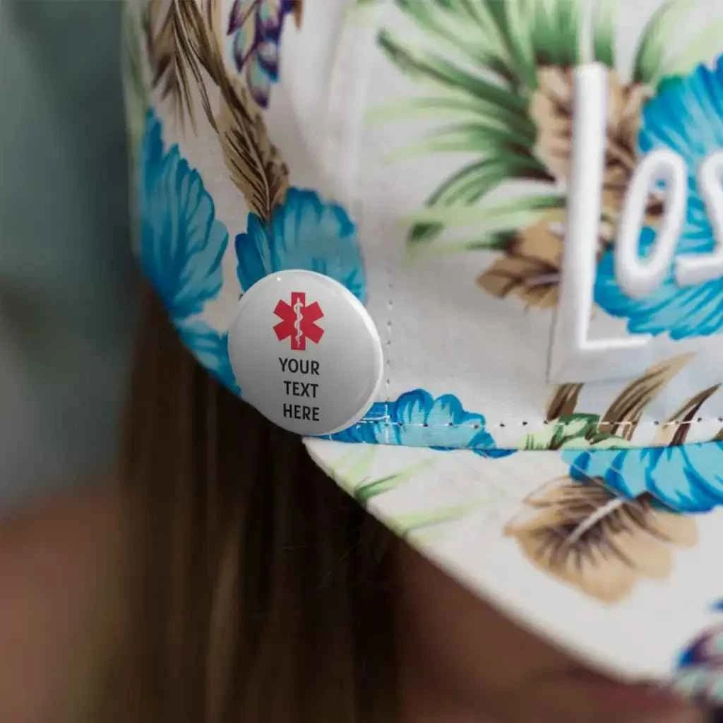 Custom Medical Alert Badge, Personalised 1 Inch 25mm Badge for Men & Women, Unique Safety ID