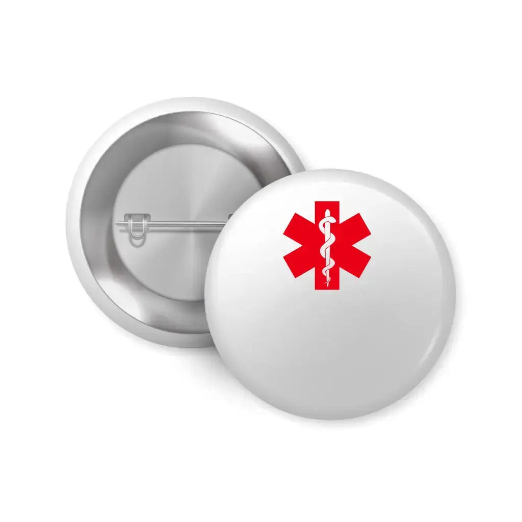 Custom Medical Alert Badge, 1 inch 25mm badge featuring an emergency symbol and customizable design options.