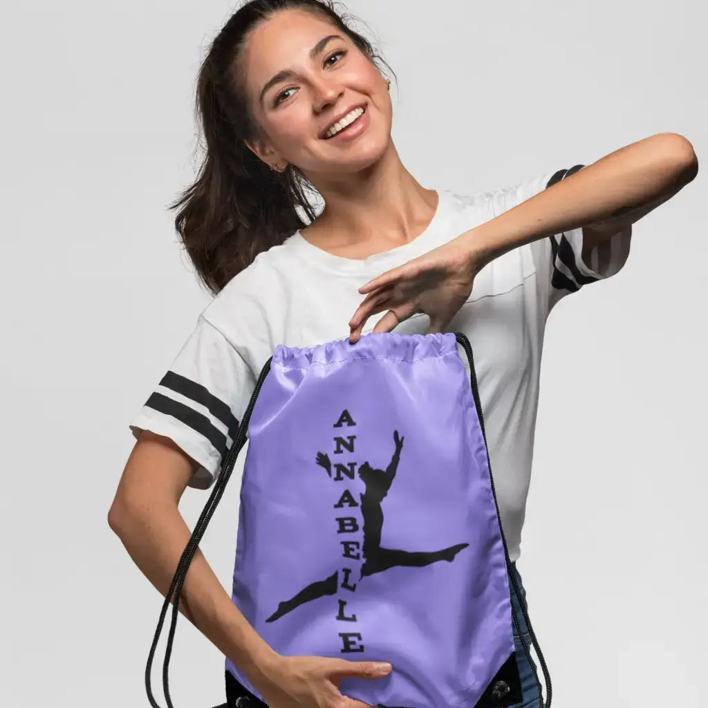 Personalised Gymnast Gym Bag, PE Gym Kit School Kids Sport Print Drawstring Rucksack - EMU Works