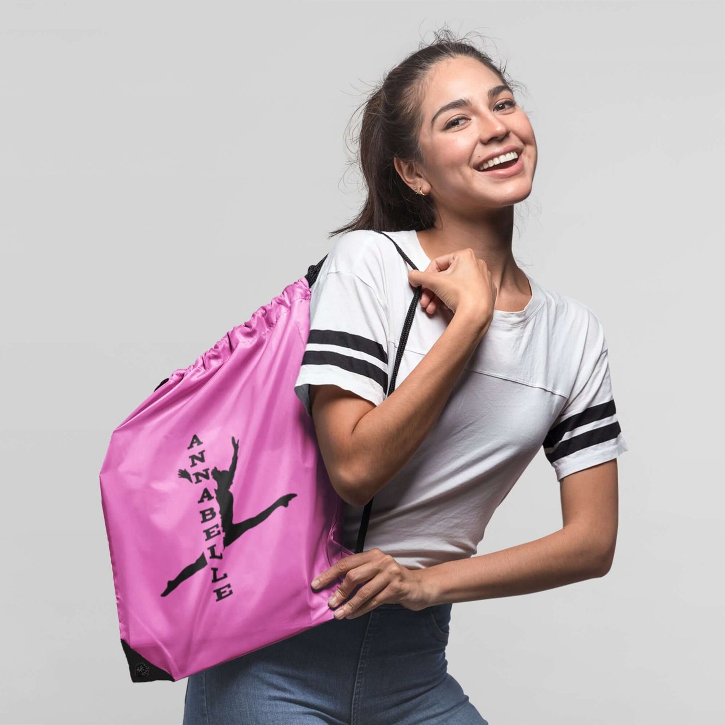 Personalised Gymnast Gym Bag, PE Gym Kit School Kids Sport Print Drawstring Rucksack - EMU Works