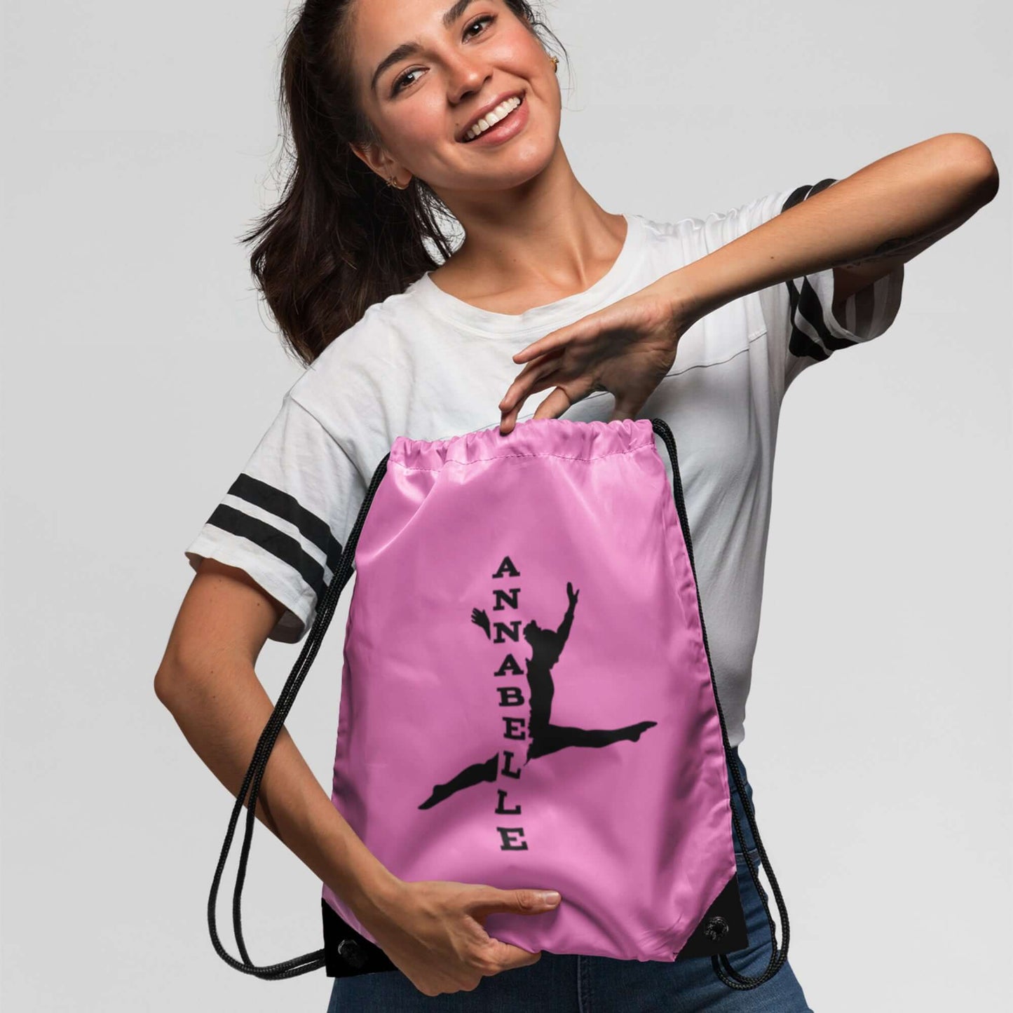 Personalised Gymnast Gym Bag, PE Gym Kit School Kids Sport Print Drawstring Rucksack - EMU Works