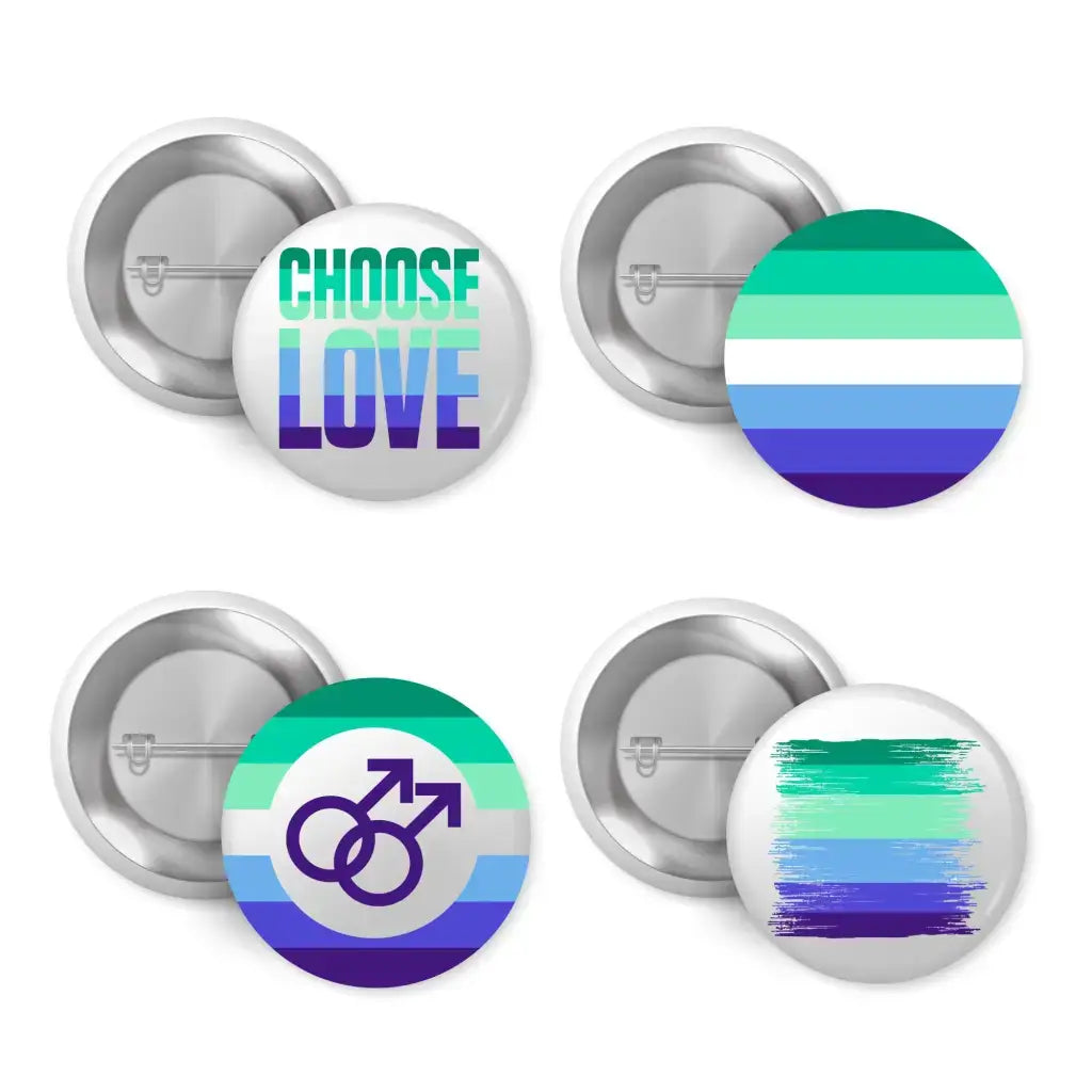 Pride Gay Male MLM Man Loving Man Flag Design Support Badge 1in 25mm - EMU Works