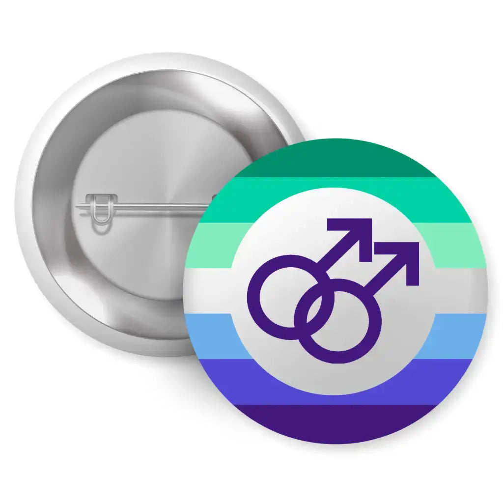 Pride Gay Male MLM Man Loving Man Flag Design Support Badge 1in 25mm - EMU Works