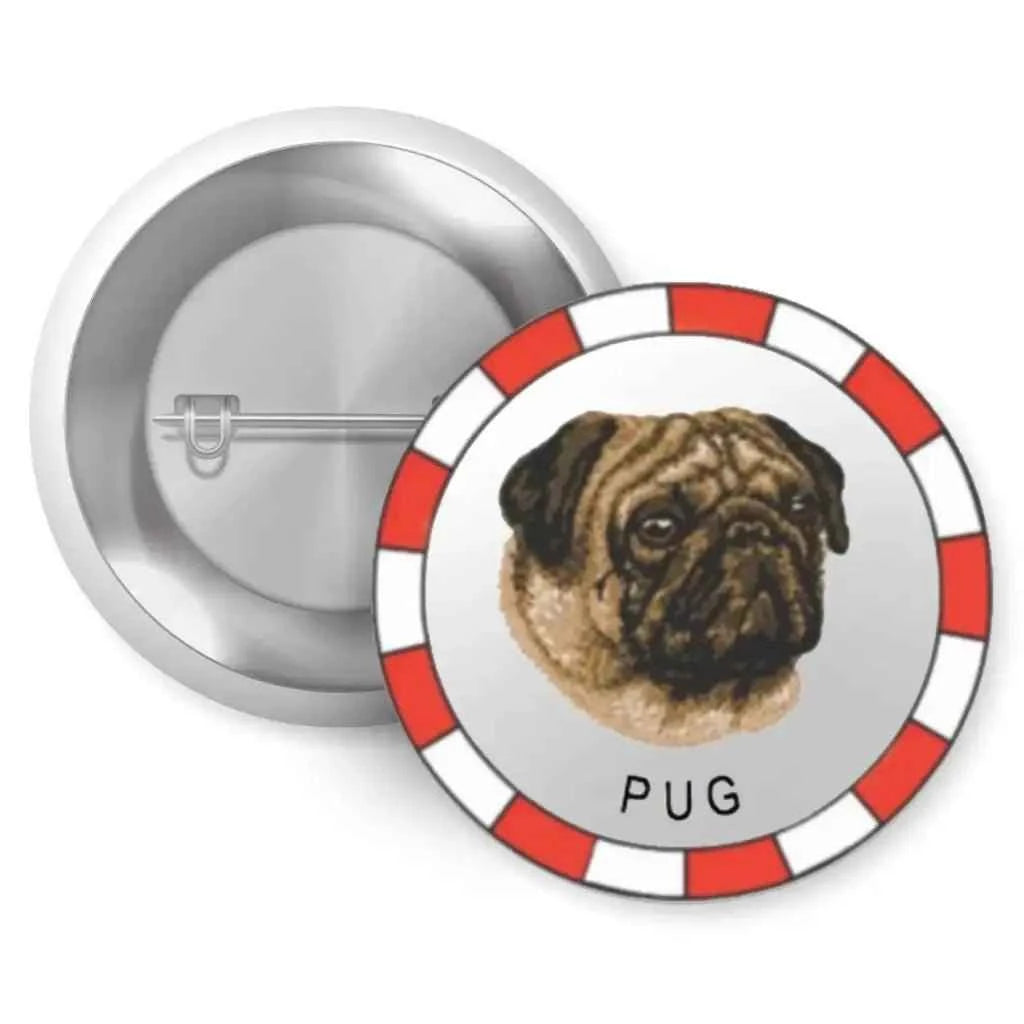 Funny Pug Gifts: Adorable 1In 25Mm Pug Breed Pin Button Badge for Dog Lovers