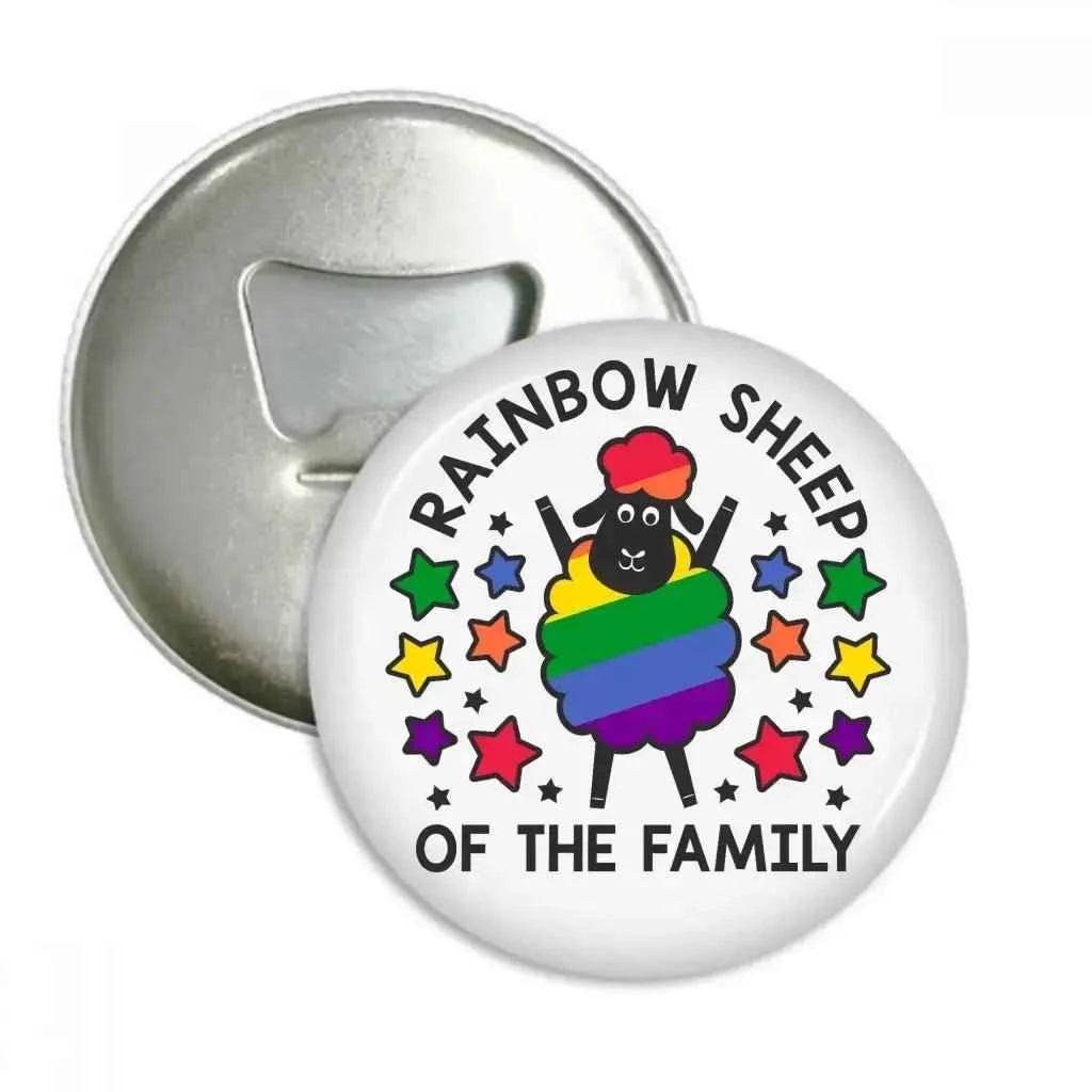 Rainbow Sheep Of The Family LGBT Magnetic Bottle Opener - Funny Kitchen Accessories 59mm