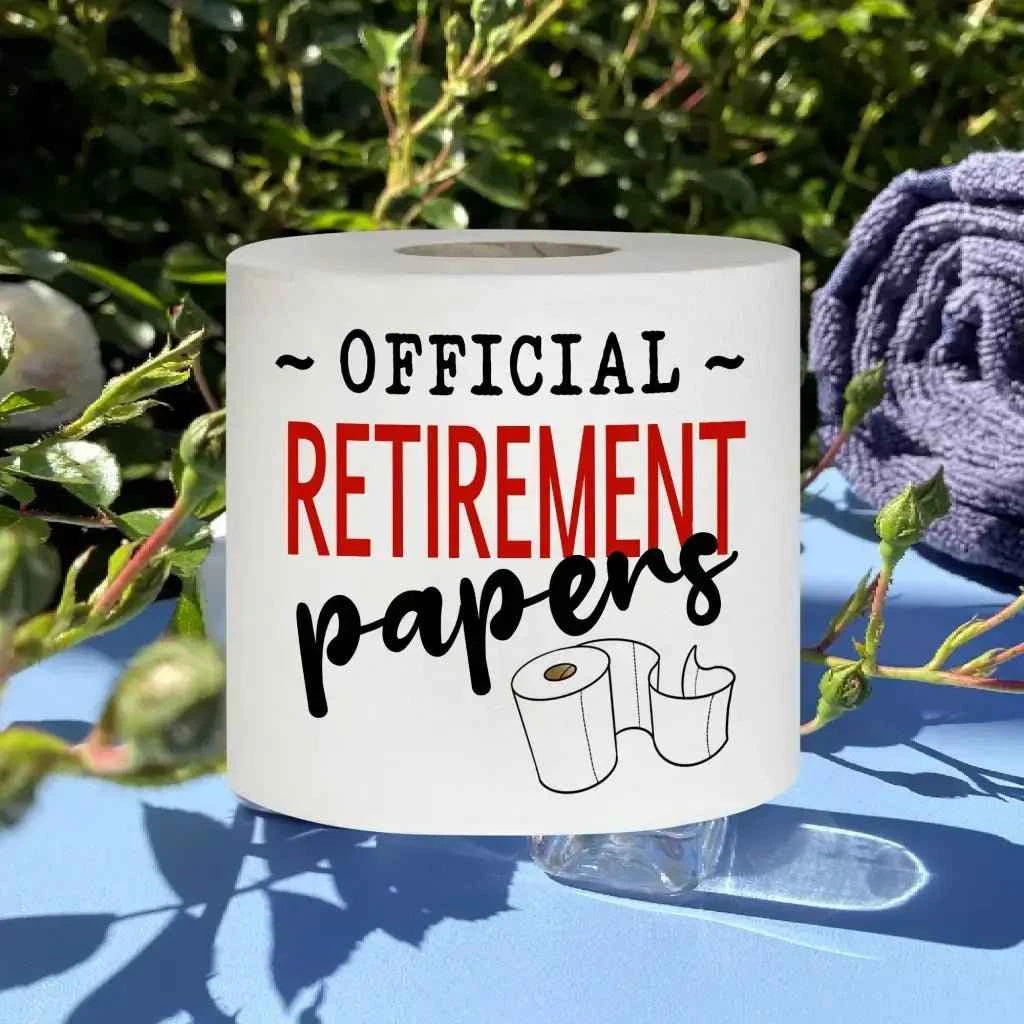 Novelty Retirement Gifts: 3 Ply Printed Toilet Roll with Funny Retirement Designs
