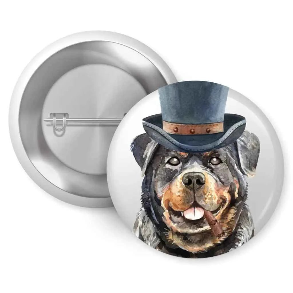 Rottweiler Top Hat Cigar Dog Pin Button Badge 1in 25mm