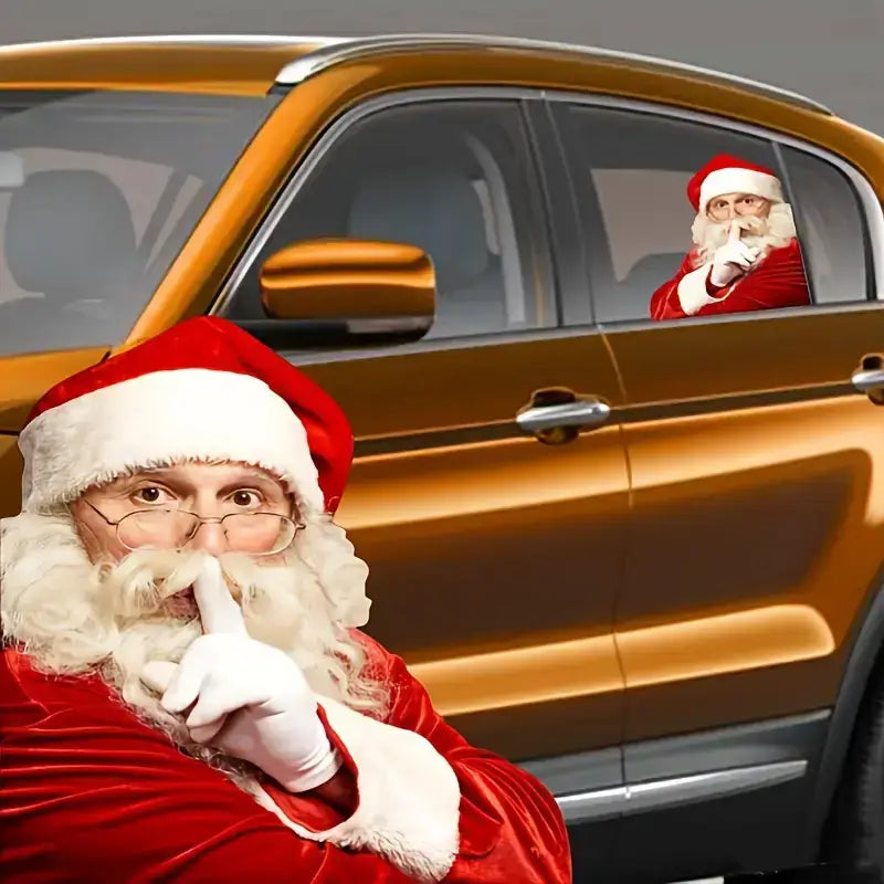 Santa Car Sticker Merry Christmas Decorations For Car Decals Gifts - EMU Works