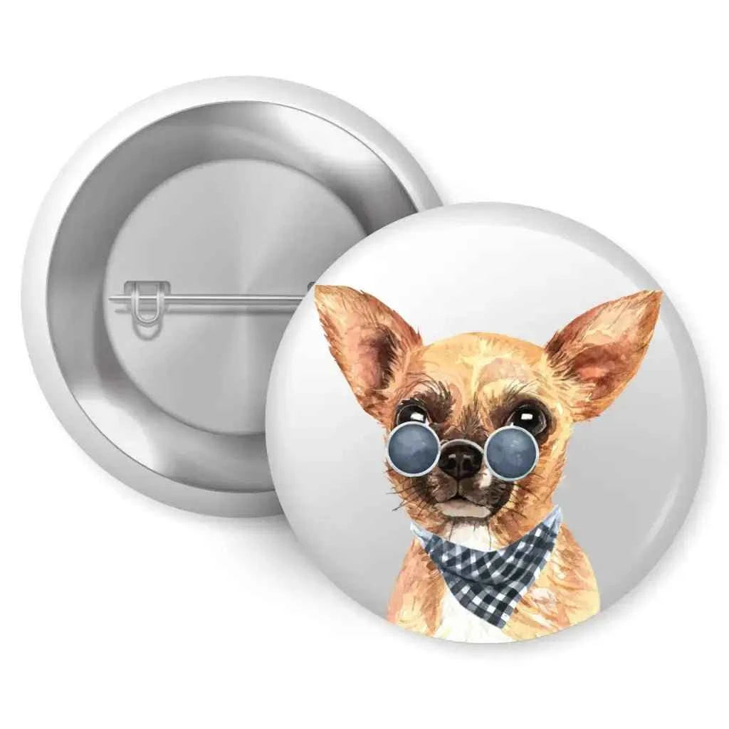Chihuahua Badges Set of 4 - Adorable 25mm Character Pins for Bags, Hats, and More