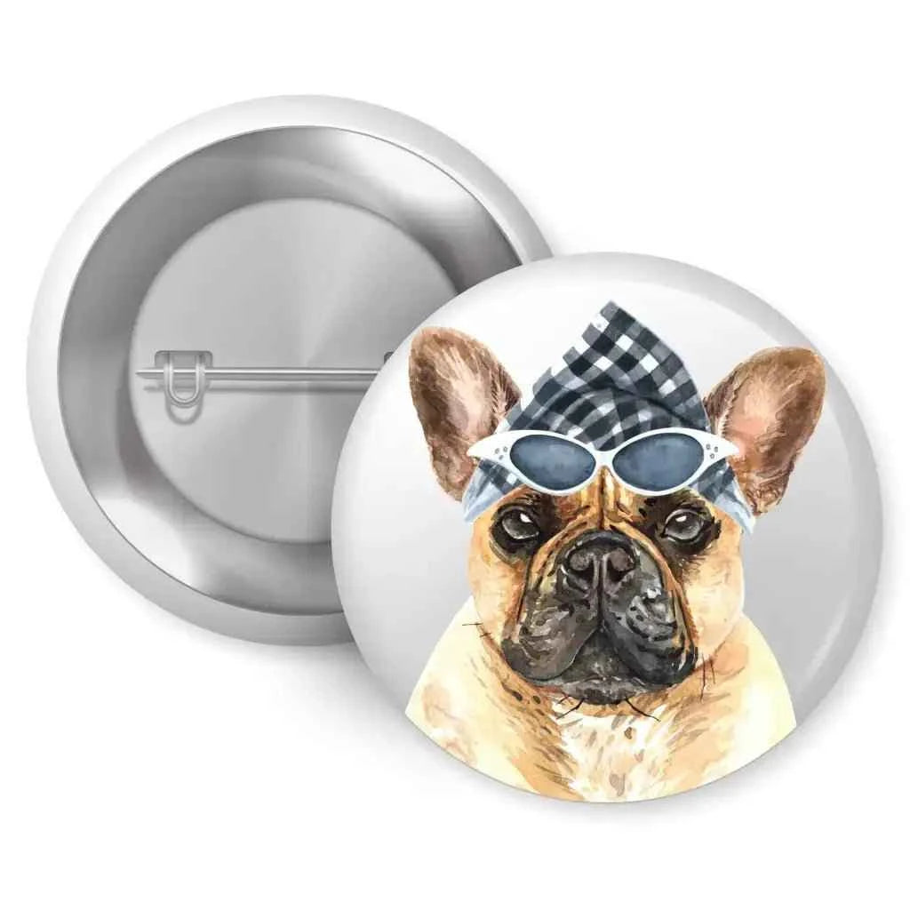 Set of 4 French Bulldog Character Badges - 1in 25mm