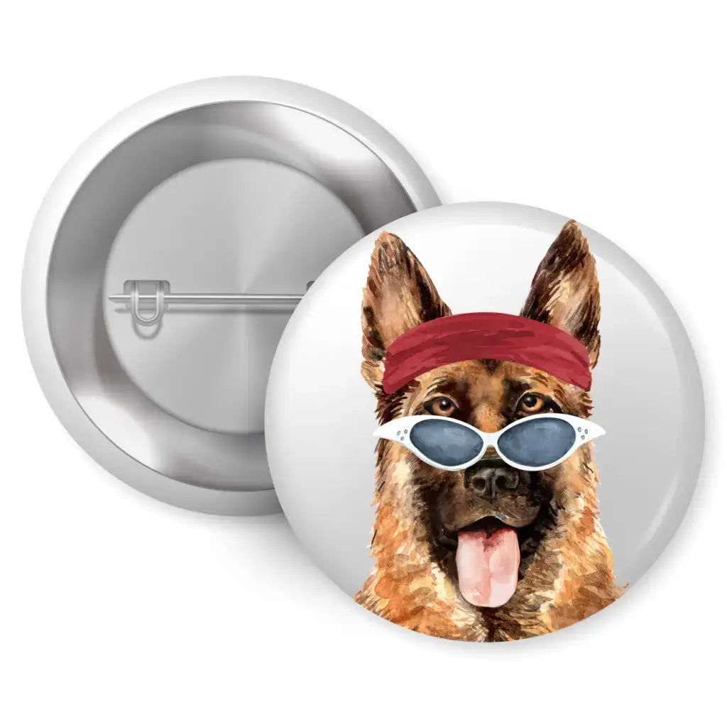 Set of 4 German Shepherd Character Badges - 1in 25mm - EMU Works