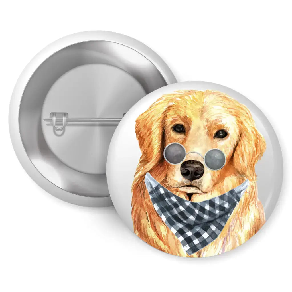 Set of 4 Golden Retriever Character Badges - 1in 25mm - EMU Works