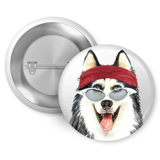 Set of 4 Husky Character Badges - 1in 25mm