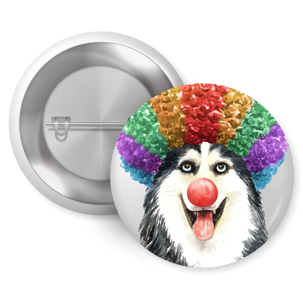 Siberian Husky Clown Costume Dog Breed Pin Button Badge 1in 25mm - EMU Works