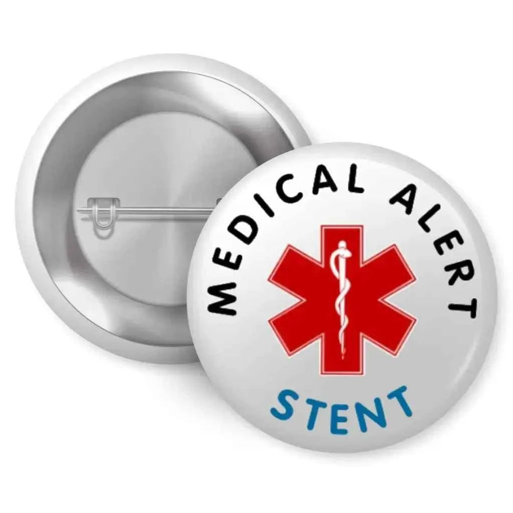 Stent Medical Alert Badge 25mm Pin Button - Clear Medical Logo for Safety and Awareness