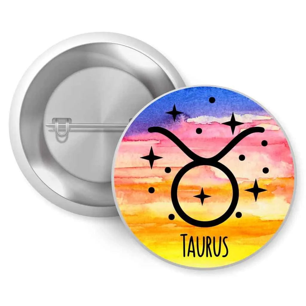 Taurus Zodiac Pin Badge - 1 Inch (25mm) Metal Mysticism Button for Astrology Lovers