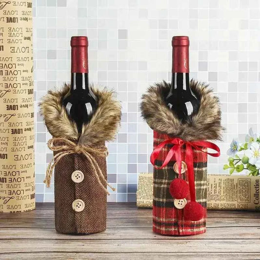 Tartan Wine Bottle Wrap - Stylish and Practical Jacket for Wine Lovers, Elegant Home Decoration