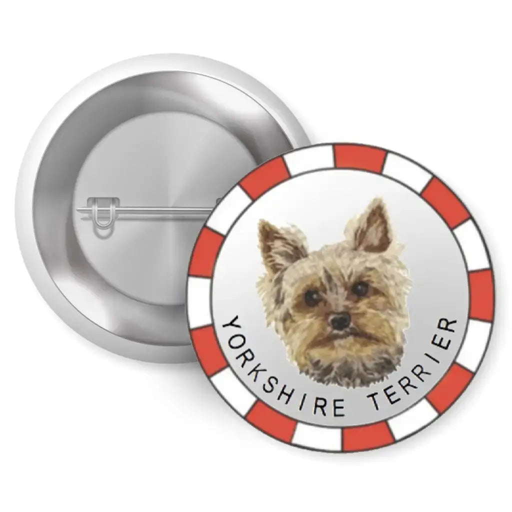 Yorkshire Terrier Breed Pin Button Badge 1in 25mm - EMU Works