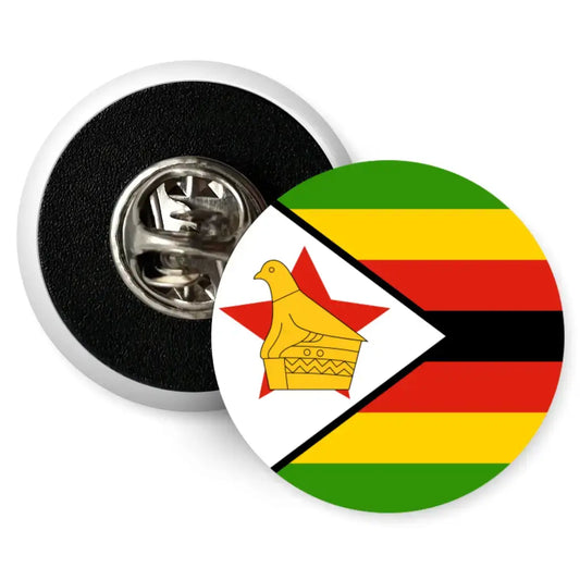 Zimbabwe Country National Flag Butterfly Clutch Pin Badge 1in 25mm - EMU Works