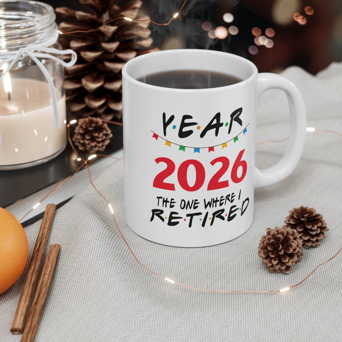 2026 Retirement Mug Red — "The One Where I Retired" Funny Retirement Coffee Cup