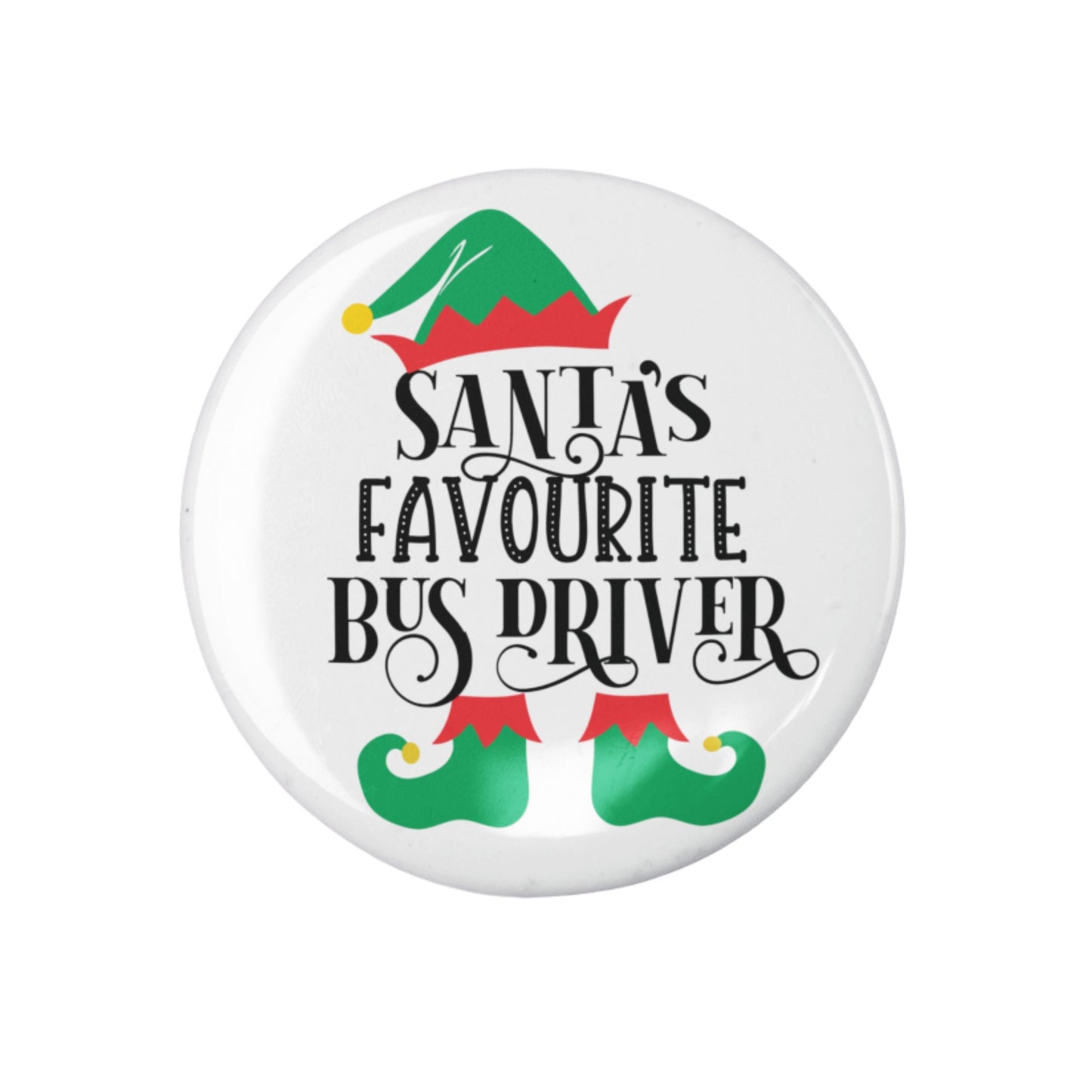 Santa's Favourite Pin for Bus Drivers, an eye-catching festive badge for the holiday spirit.