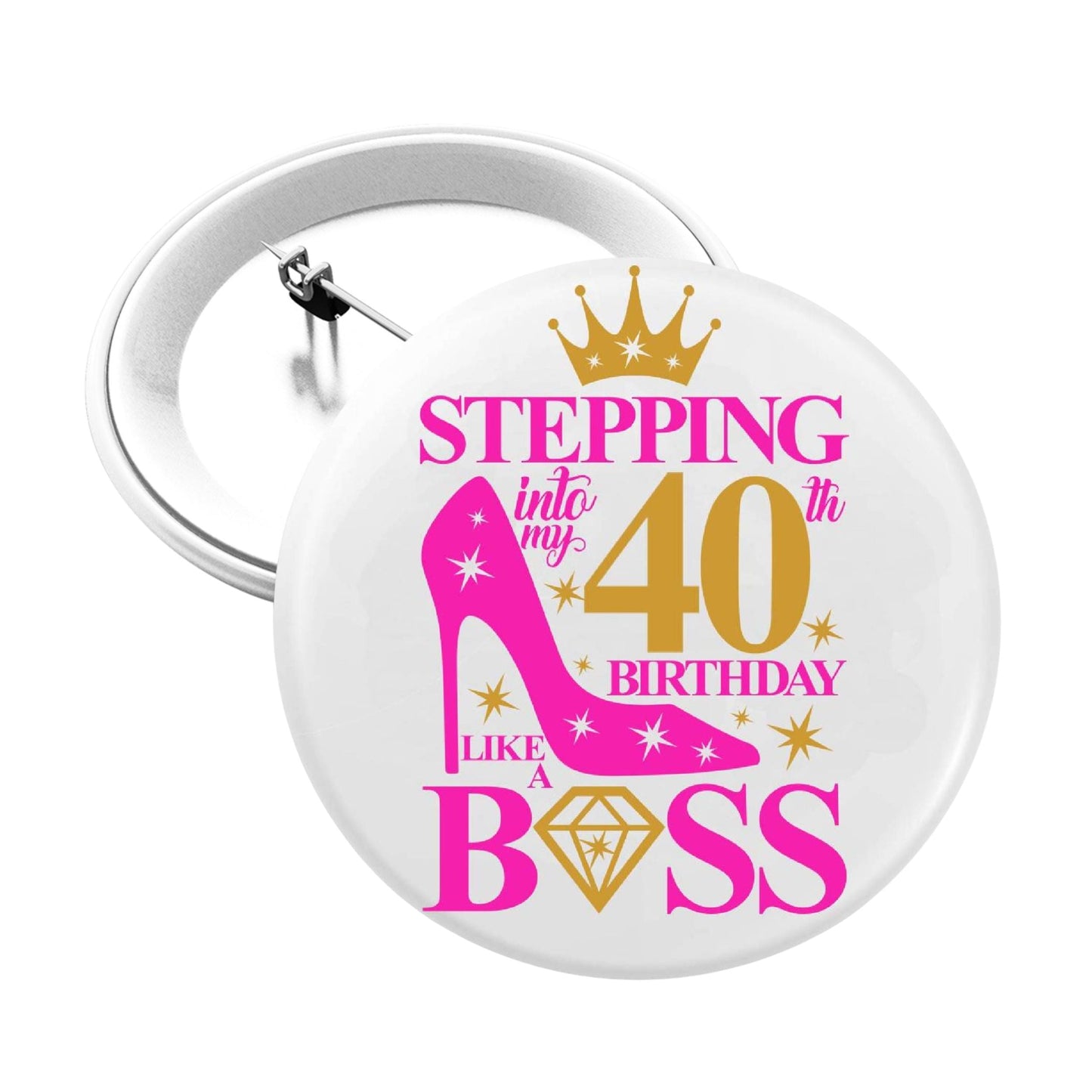 Elegant 40th Birthday Badge for Women by Emuworks, ideal for adding flair to birthday party decorations.
