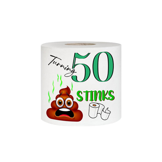 Novelty 50th Birthday Printed Toilet Roll Turning 50 Stinks