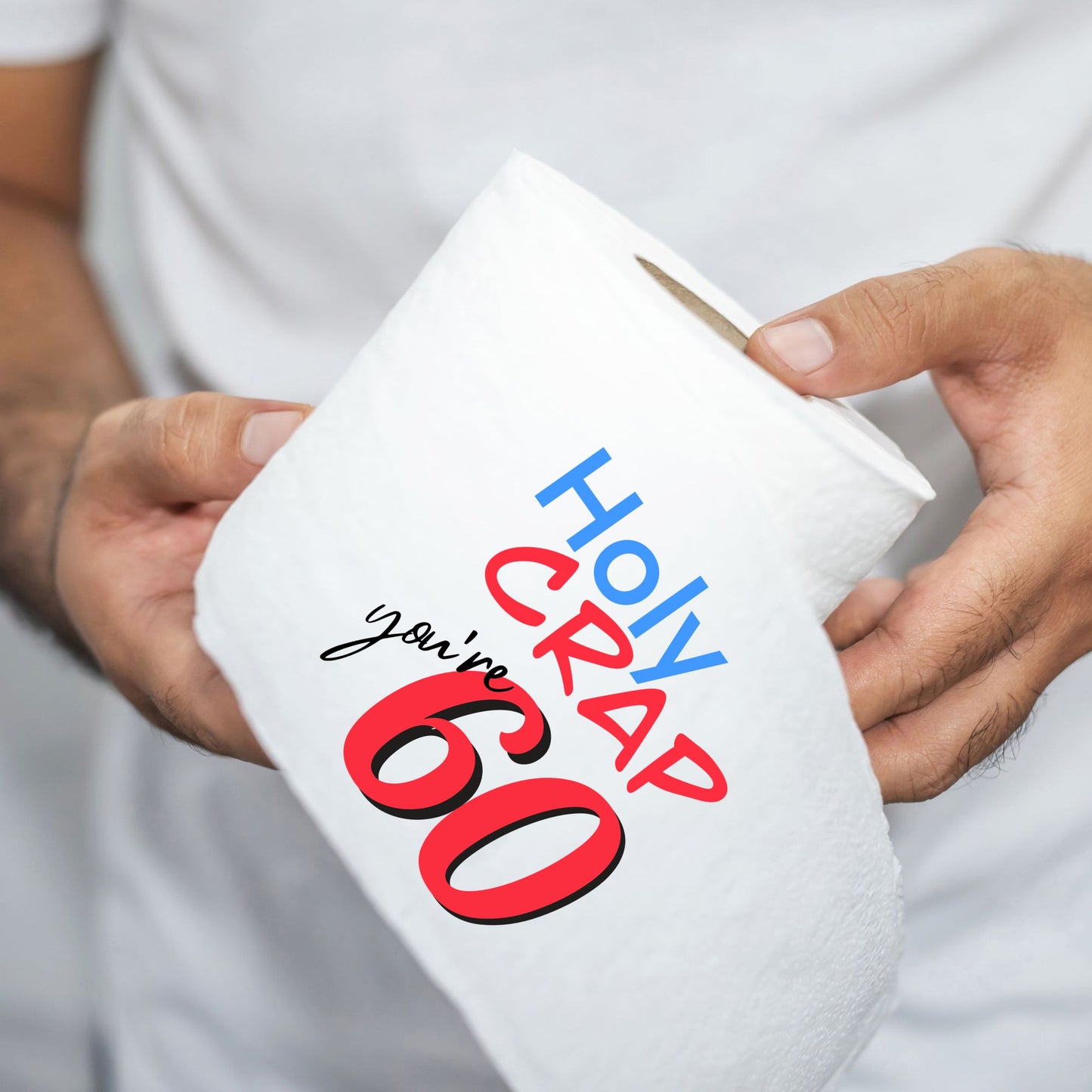 Happy 60th Birthday Printed Toilet Paper Rolls | Funny Gag Gift for Men and Women | Milestone Party Decor | Novelty Bathroom Joke Presents