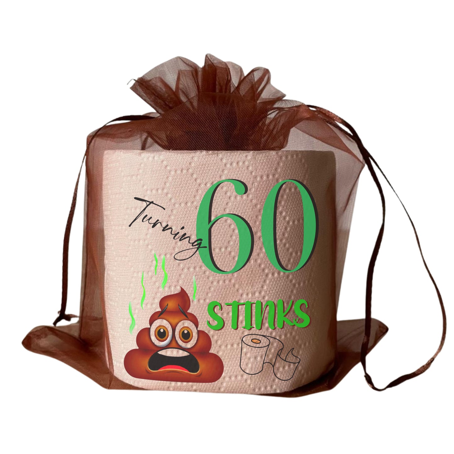 Happy 60th Birthday Printed Toilet Paper Rolls | Funny Gag Gift for Men and Women | Milestone Party Decor | Novelty Bathroom Joke Presents