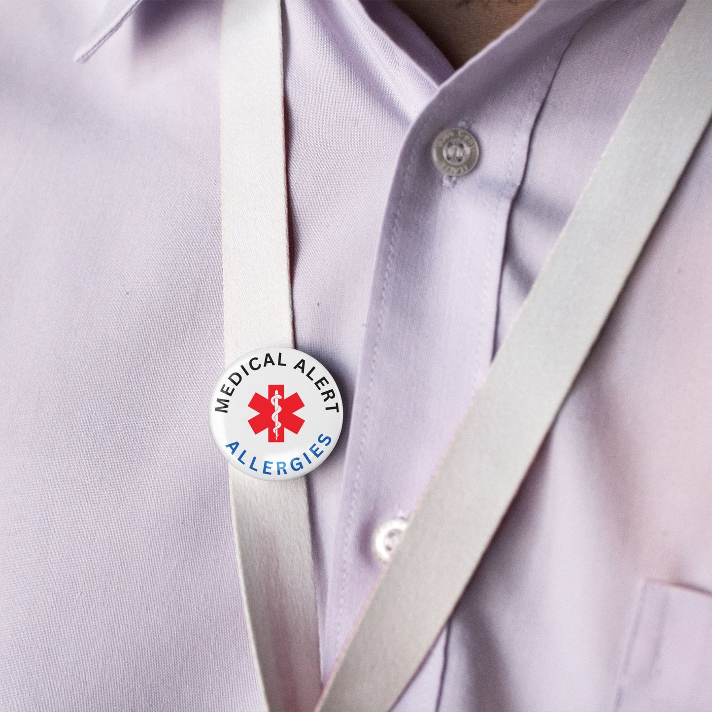 Allergies Medical Alert Jewelry Badge - 1 inch (25mm) designed for emergency safety, perfect for discreet wear as essential medical alert jewelry.