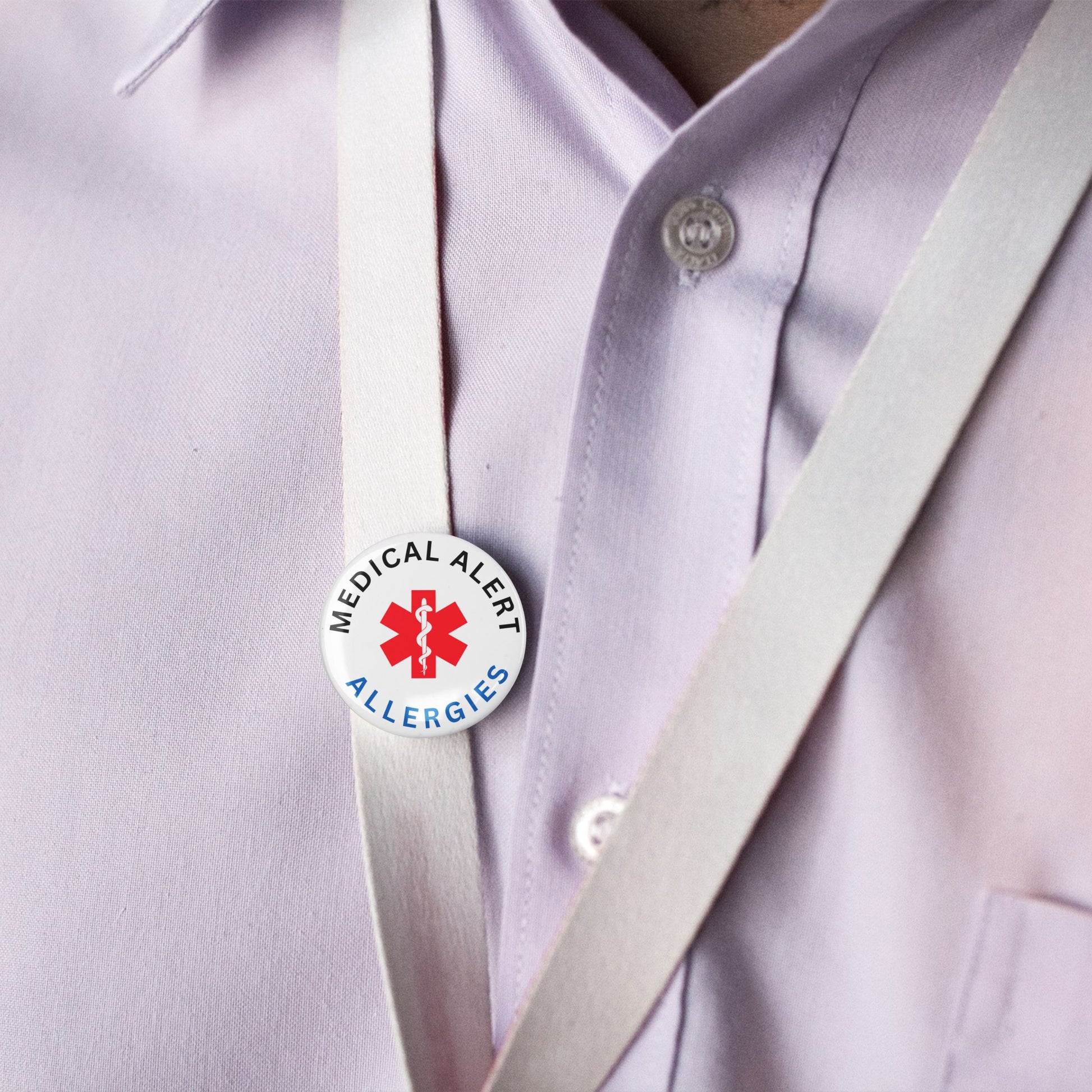 Allergies Medical Alert Jewelry Badge - 1 inch (25mm) designed for emergency safety, perfect for discreet wear as essential medical alert jewelry.
