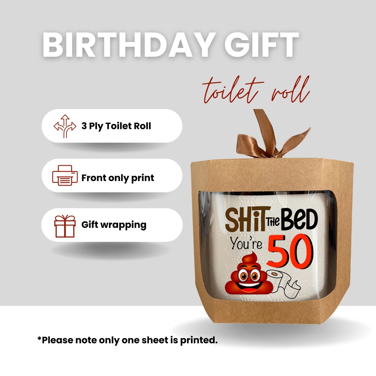 Novelty 50th Birthday Printed Toilet Roll You’re 50