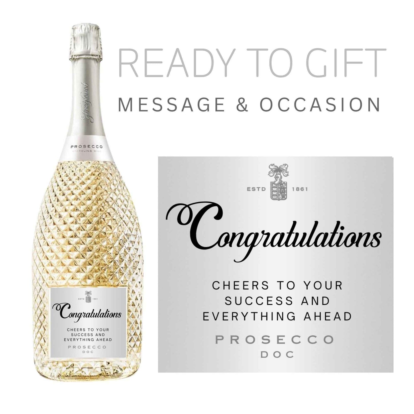 Gift Ready Prosecco Gift Stickers - Custom Metallic Labels for Celebrations and Special Occasions