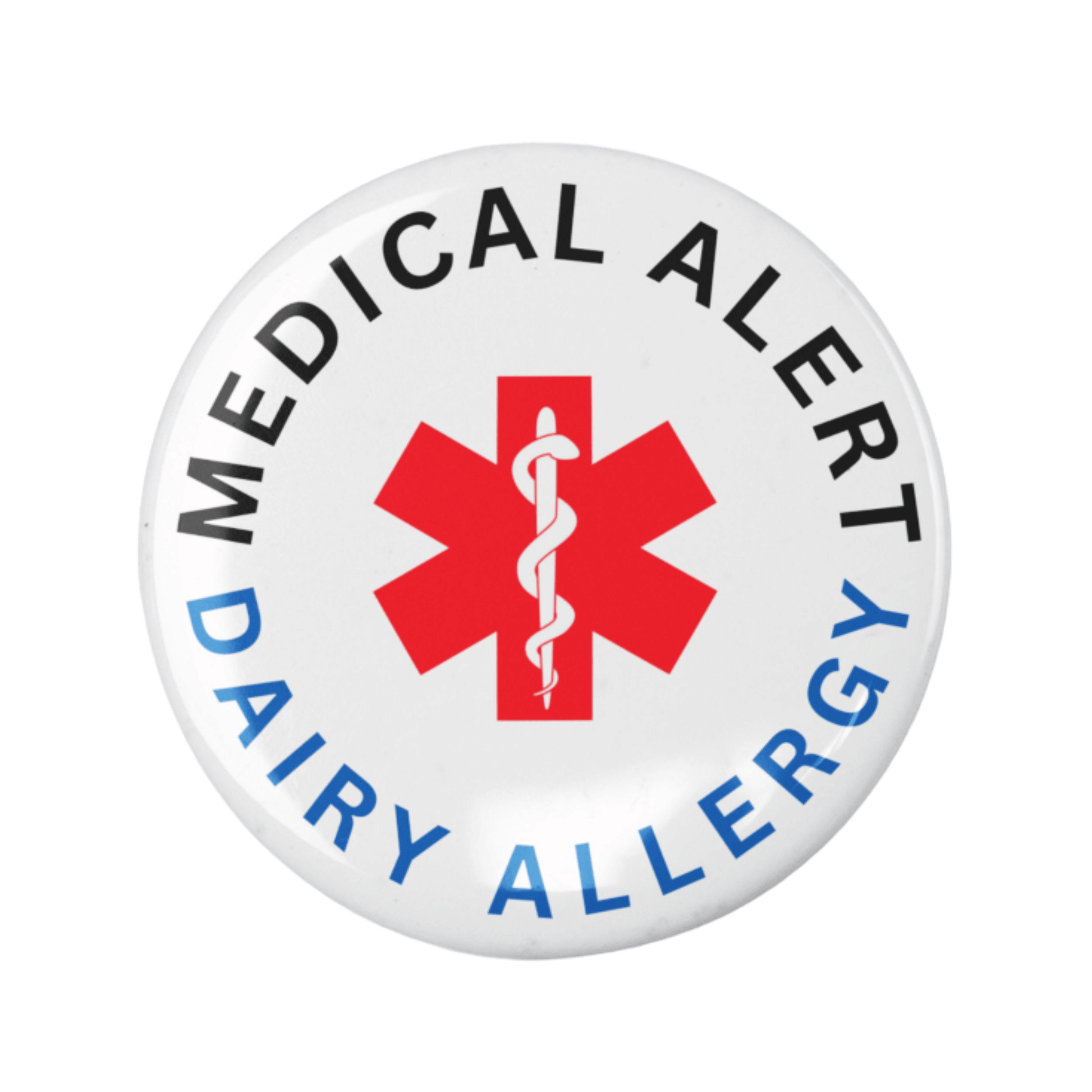 Dairy Allergy Medical Alert Badge | 1in 25mm Pin Button