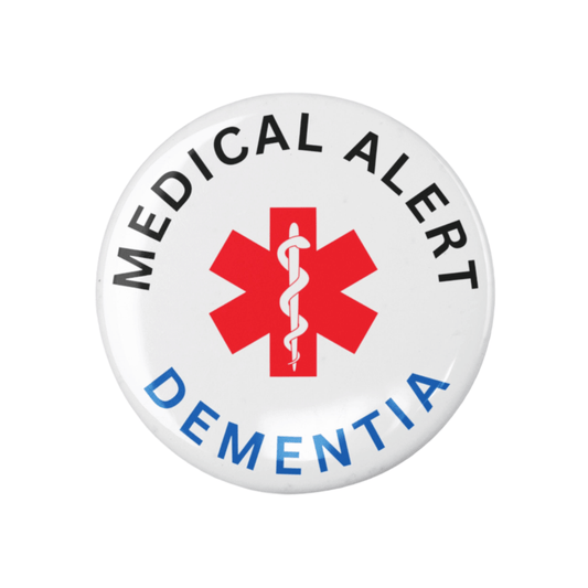 Dementia Medical Alert Badge 1in (25mm) | Durable & Safe