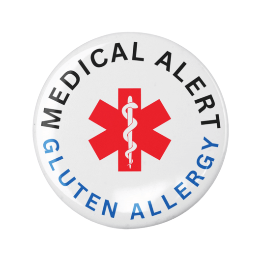 This Gluten Allergy Medical Alert Logo Badge helps you easily and quickly alert others to your medical needs. Measuring 1 inch (25mm) in diameter.