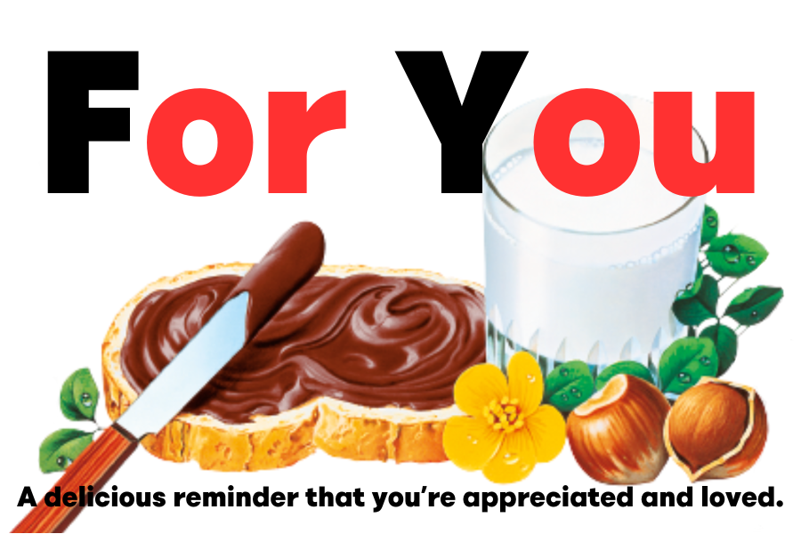 Custom Nutella jar label for 'For You' with sweet graphics and a Nutella theme.