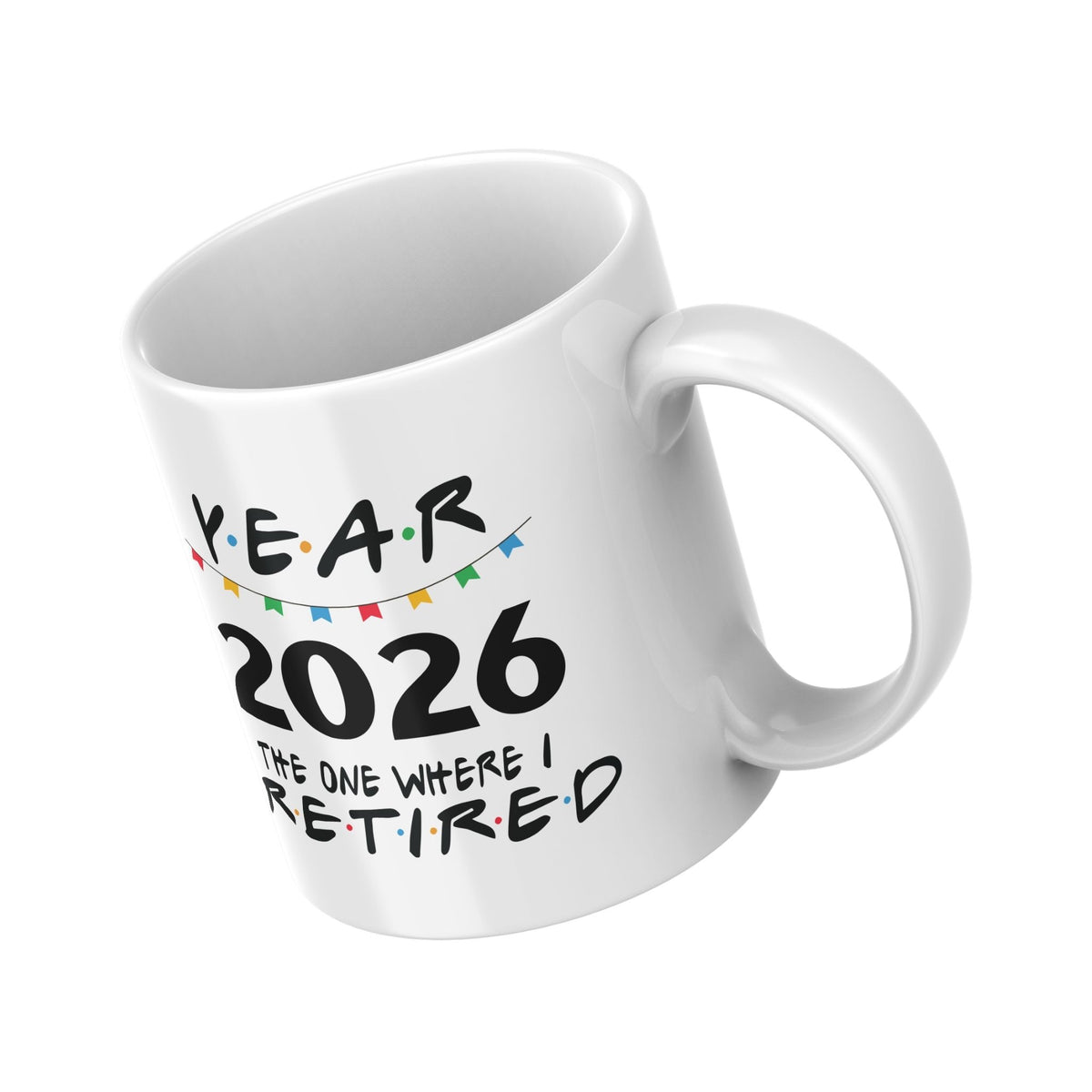 2026 Retirement Mug Black — "The One Where I Retired" Coffee Cup
